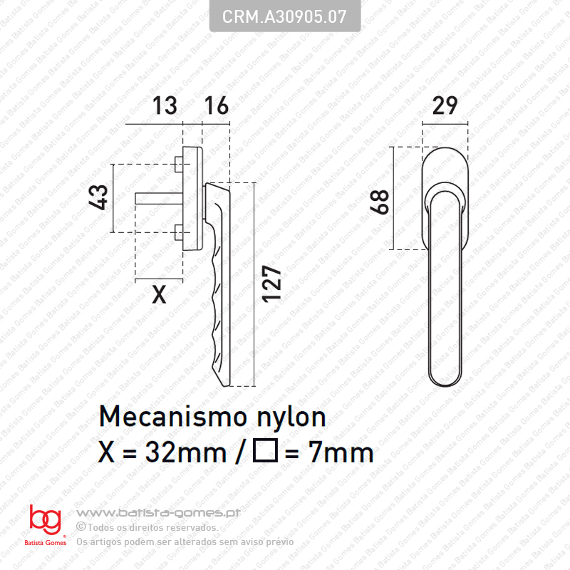 Cremone / Puxador DK - Drey keep - Baixo - ALUM�NIO